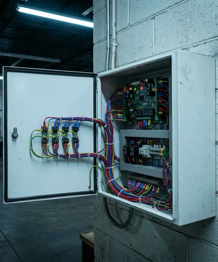 Central de cerca elétrica com setorização instalada em galpão